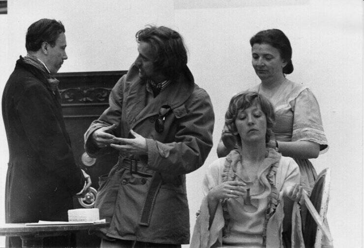 1973 Probe zu Frühere Verhältnisse (Konrad Perdula, Peter Gruber, Herta Mock, Erika Stepan)